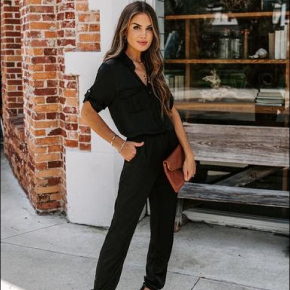 VICI Satin Black Jumpsuit